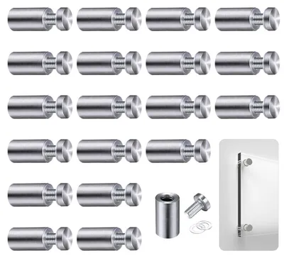 Produktbild von Befestigungsschrauben, 20 Stück - Edelstahl-Werbeschrauben - Glasbefestigungen - Abstandshalter - Silberfarben - 12 x 25 mm - Glashalterungen