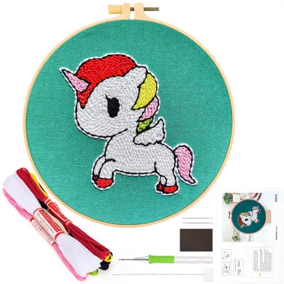 Einhorn Punch Needle Set für Kinder & Erwachsene, DIY Stickerei