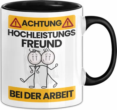 Produktbild von Freund Tasse Geschenk Lustiger Spruch Geschenkidee für Freund Achtung Hochleistungs Freund Bei Der Arbeit (Schwarz)