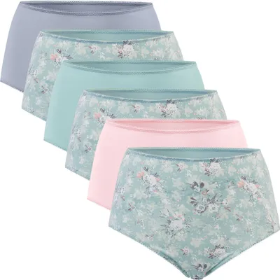 Produktbild von Celodoro Damen Taillenslip (6er Pack) Microfaser-Slip mit Blümchen-Muster - Mehrfarbmix L (44-46)
