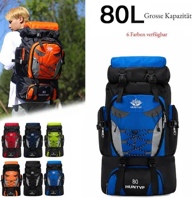 Zdjęcie produktu dla 80L Plecak Wodoodporny Plecak wspinaczkowy Plecak rowerowy Plecak sportowy Plecak rekreacyjny Plecak turystyczny Plecak trekkingowy Plecak kempingowy Plecak turystyczny Outdoor Sport, niebieski, 80L