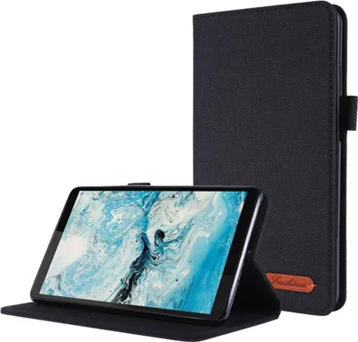 Produktbild von König Design Tablet-Hülle kompatibel mit Lenovo Tab M7 (2nd Gen) Stoff Smart Cover Case Etui Schwarz