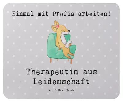 Produktbild von Mr. & Mrs. Panda Mauspad Therapeutin Leidenschaft - Grau Pastell - Geschenk, mousematte, laptop mousepad, Mouse Pad