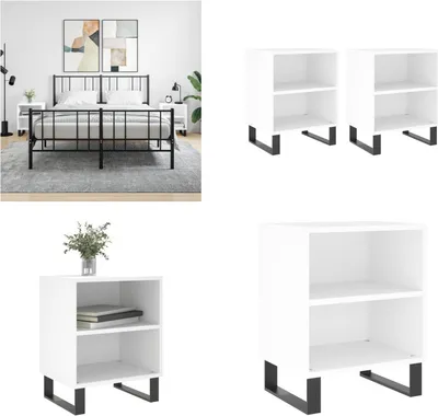 Image de vidaXL Tables de chevet 2 pcs. Blanc 40x30x50 cm Bois composite - Table de nuit - Armoires de chevet - Armoire de lit
