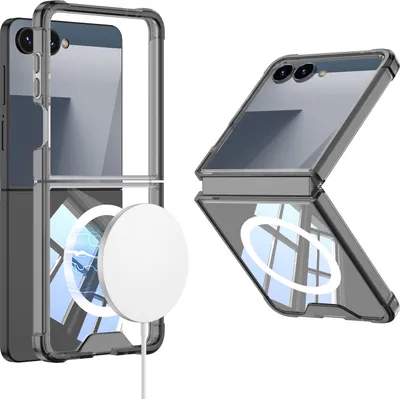 Obrázek produktu pro Průhledné nárazuvzdorné pouzdro na Samsung Galaxy Z Flip 7, kompatibilní s MagSafe a ochranou displeje černé