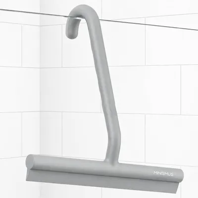 Produktbild von Minismus Duschabzieher 21 cm mit Aufhängehaken – Grau für streifenfreies Wischen