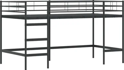 Zdjęcie produktu dla vidaXL Łóżko piętrowe dla dzieci, czarne, 90 x 200 cm, stalowe