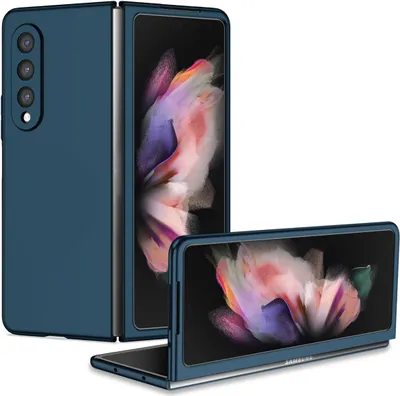 Produktbild von König Design Hülle kompatibel mit Samsung Galaxy Z Fold4 5G Kunststoff Soft Handyhülle - Handy Case Dunkelblau