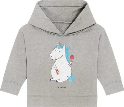Produktbild von Mr. & Mrs. Panda Organic Baby Hoodie Einhorn Baby 12. - 18. Monat - Heather Grey - Geschenk, Party, Kapuzenshirt, Unicorn, Kapuzensweatshirt, Geburtstag, Geburt