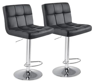 Zdjęcie produktu dla Zestaw dwóch taboretów barowych DUMOS, nowoczesny styl, regulowana wysokość 60-80 cm, metal