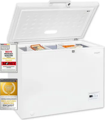 Produktbild von Exquisit Gefriertruhe GT200-HE-041C weiss | Nutzinhalt: 198 L | Schnellgefrieren | 4-Sterne-Gefrieren | Rollen | Standgerät