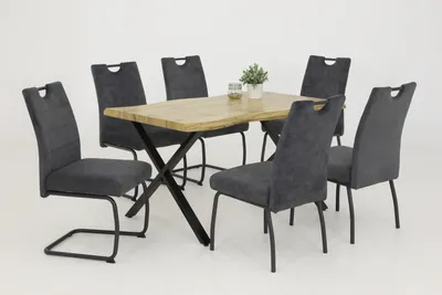 Hela Amber2 Schwingstuhl 2er Set - Kunstleder Anthrazit, Metallgestell Grau, Bis 120 Kg