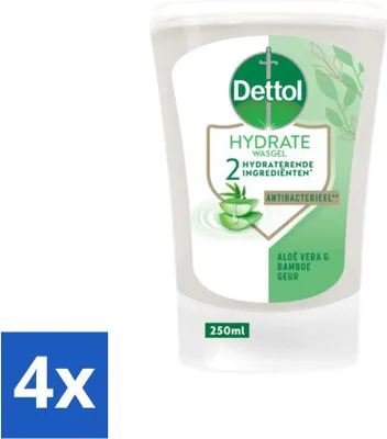 Image de Dettol - Recharge de gel nettoyant - Hydraté - Aloe Vera & Bambou - 250 ml - Pack avantage - 4 pièces