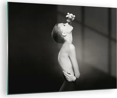 Produktbild von Bilder auf glas - Einteilig - Nackt Frau Blumen - 70x50cm - Glasbilder - Wandbilder - Bilder - zum Aufhängen bereit - Wanddekoration aus Glas - Glas Bilder - Wandbild auf Glas - GAA70x50-4849