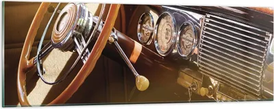 Produktbild von Bilder auf glas - Einteilig - Auto Retro Vintage - 90x30cm - Glasbilder - Wandbilder - Bilder - zum Aufhängen bereit - Wanddekoration aus Glas - Glas Bilder - Wandbild auf Glas - GAB90x30-4939