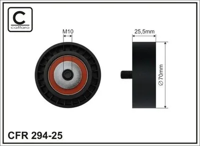 Produktbild von CAFFARO 294-25 Spannrolle Keilrippenriemen 70mm für BMW 3 Limousine (E46) 5 Limousine (E60) 5 Touring (E61) 5 Limousine (E39) 3 Touring (E46)