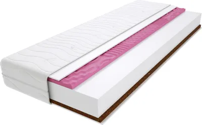 A cutaway view of a mattress showing its different layers.