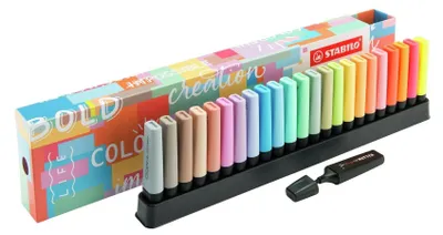 Produktbild von STABILO Exklusives 24er Textmarker Geschenkset - BOSS ORIGINAL mit aufgedruckten, moti…