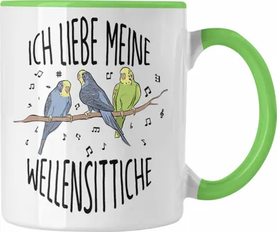 Produktbild von Trendation - Lustige Wellensittich-Tasse Geschenk für Wellensittich-Besitzer Ich Liebe Meine Wellensittiche (Grün)