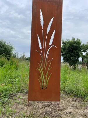 Produktbild von Edelrost Sichtschutz Gräser Motiv A 165 cm x 50 cm Paravent zum Stecken Schild Gartenstecker Gartendeko Wetterfest Rost Metall Zaun