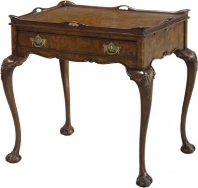 Produktbild von Casa Padrino Luxus Jugendstil Beistelltisch mit Schublade und abnehmbarem Tablett Braun 78 x 57 x H. 78 cm - Eleganter Teetisch - Barock & Jugendstil Wohnzimmer Möbel - Luxus Qualität