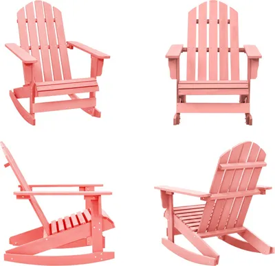 Image de vidaXL Adirondack Fauteuil à bascule en bois massif sapin rose - Fauteuil à bascule - Fauteuil à bascule de jardin - Fauteuil à bascule de jardin