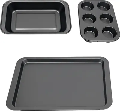 Zdjęcie produktu dla Relaxdays 4052025515416, Zestaw do pieczenia, Szary, Stal niestopowa, 230 °C, 800 g, 3 szt.