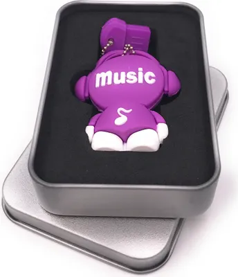 Produktbild von Onwomania Music Man Musik Lila USB Stick in Alu Geschenkbox 128 GB USB 3.0