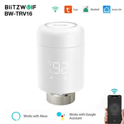 Zdjęcie produktu dla BlitzWolf BW-TRV16 – 1 szt. Inteligentny termostat grzejnikowy Wi-Fi z obsługą aplikacji i sterowaniem głosowym (Alexa, Google Home) – z możliwością programowania