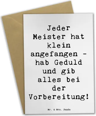 Produktbild von Mr. & Mrs. Panda Glückwunschkarte Spruch Wettkampfvorbereitung meistern - Weiß - Geschenk, Zuversicht, gib alles, hochzeitskarten, Vertrauem, weihnachtskarten, babykarte