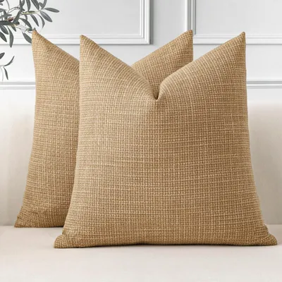 Immagine prodotto di Cuscini decorativi in lino, set da 2, color beige chiaro, 40x40 cm