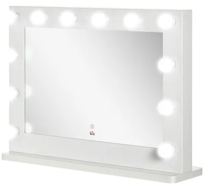 Produktbild von Beleuchteter Kosmetikspiegel im Hollywood-Stil mit 12 LEDs und Touchscreen šC Helligkeit einstellbar, Speicherfunktion šC aus wei?em MDF und Metallglas