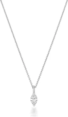 Produktbild von Funkelndes Feuer Elegante 18 Karat (750) Weißgold Damen - Diamant Anhänger mit Kette Marquise-Schliff 0.20 Karat - 46cm; TRS3736718KW