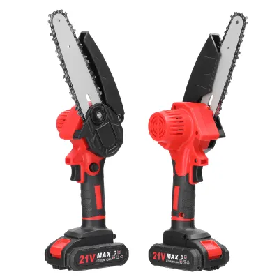 Produktbild von Mini Kettensäge, 6 Zoll 21V Elektro-Kettensäge mit 2x Akuu 5x Kette 1x Führungsplatte und 1x Aufbewahrungsbox, ragbare Handgeführte Akku Kettensäge