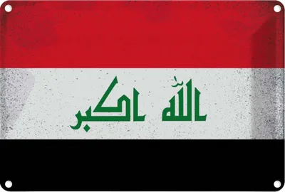 Produktbild von vianmo Blechschild 20x30 cm Irak Iraq Vintage Flagge Fahne Wappen
