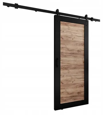 Produktbild von KierMoebel Schiebetür Komplettset LOFT ADIO 1 Schwarz & Bastelgold 96x205x3,2 cm, Wohnzimmer Schiebetür