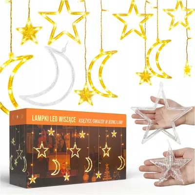 Produktbild von LED-Lichterkette mit Sternen in warmem Weiß – Weihnachtslichter für den Fensterrahmen