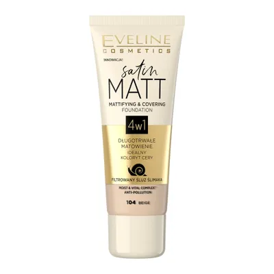 Produktbild von Eveline Cosmetics Satin Matt – mattierende, deckende Foundation, Farbton 104 beige