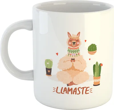 Produktbild von Huuraa Kaffeetasse Llamaste Yoga Lama Geschenk Tasse Weiß 330ml Llamaste Yoga Lama Präsent