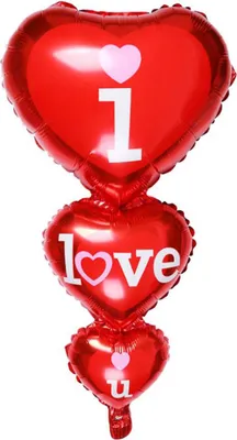 Immagine prodotto di Palloncino in foil a forma di tre cuori, I love u rosso, 48 x 95 cm