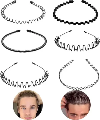 Produktbild von INF 6er-Pack gewellte Metalltiaras und Metallstirnbänder Schwarz