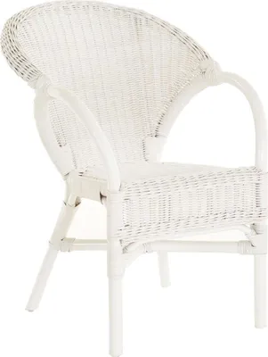 Produktbild von KRINES HOME Stapelbarer Rattansessel Rattan Sessel Lounge Rattanstuhl mit Armlehne Clubsessel Wintergartensessel (Weiß)