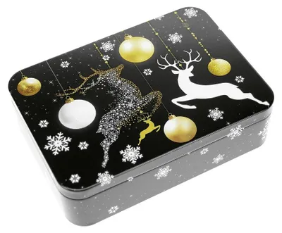 Produktbild von GAWOL Gebäckdose Hirsch 15x15x7,5cm schwarz/gold