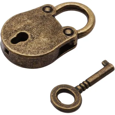 Obrázek produktu pro Miniaturní zámek s antik designem, mosazný, se sadou klíčů