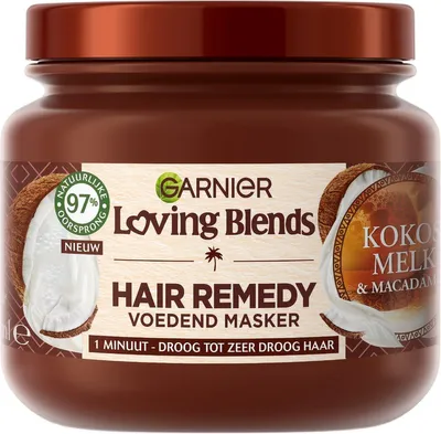 Imagen del producto de Garnier Loving Blends, tratamiento capilar en mascarilla, 340 ml, con leche de coco