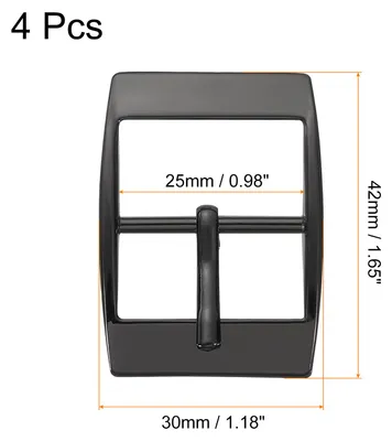 Produktbild von Metall Rollen Schnalle, 4 Stš¹ck Gš¹rtelschnallen zum Wechseln 25mm Einzelnadel Gš¹rtelschnalle mit Quadratischem Mittelsteg Schnalle fš¹r Schuhe DIY Taschen Zubeh?r Gš¹rtel, Schwarz