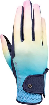 Productafbeelding van Hy - Unisex rijhandschoenen, model Ombre, artikelnummer BZ4809 (maat L) (marineblauw/pastelkleur)