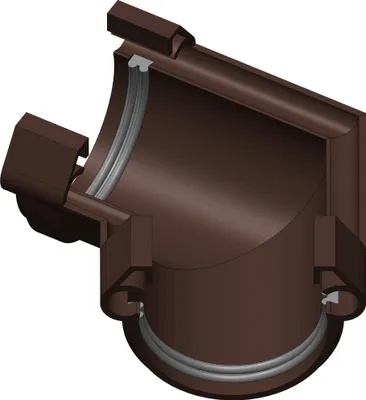 Produktbild von Dachrinne Halbrund 60mm Einzelteile | Außenecke Innenecke Winkel 120° 6-Eck Braun | Kunststoff PVC Fallrohr DN60 | Gartenhaus Carport Terasse