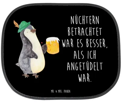 Produktbild von Mr. & Mrs. Panda auto hitzeschutz Pinguin Bier - Schwarz - Geschenk, Sonnenblende, Sonnenschutz, saugnapf, Angetüdelt, Pinguine, Feierabend, , Beschwippst