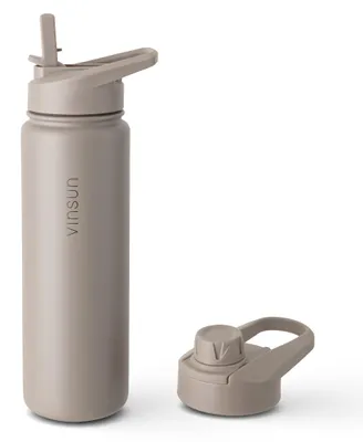 Produktbild von Trink Flasche Edelstahl 750ml Thermoflasche Sport Gym isoliert Strohhalm Vinsun